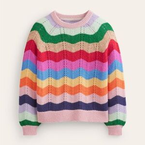 Boden Rainbow Fluffy Wave Pattern Multicolor Sweater
